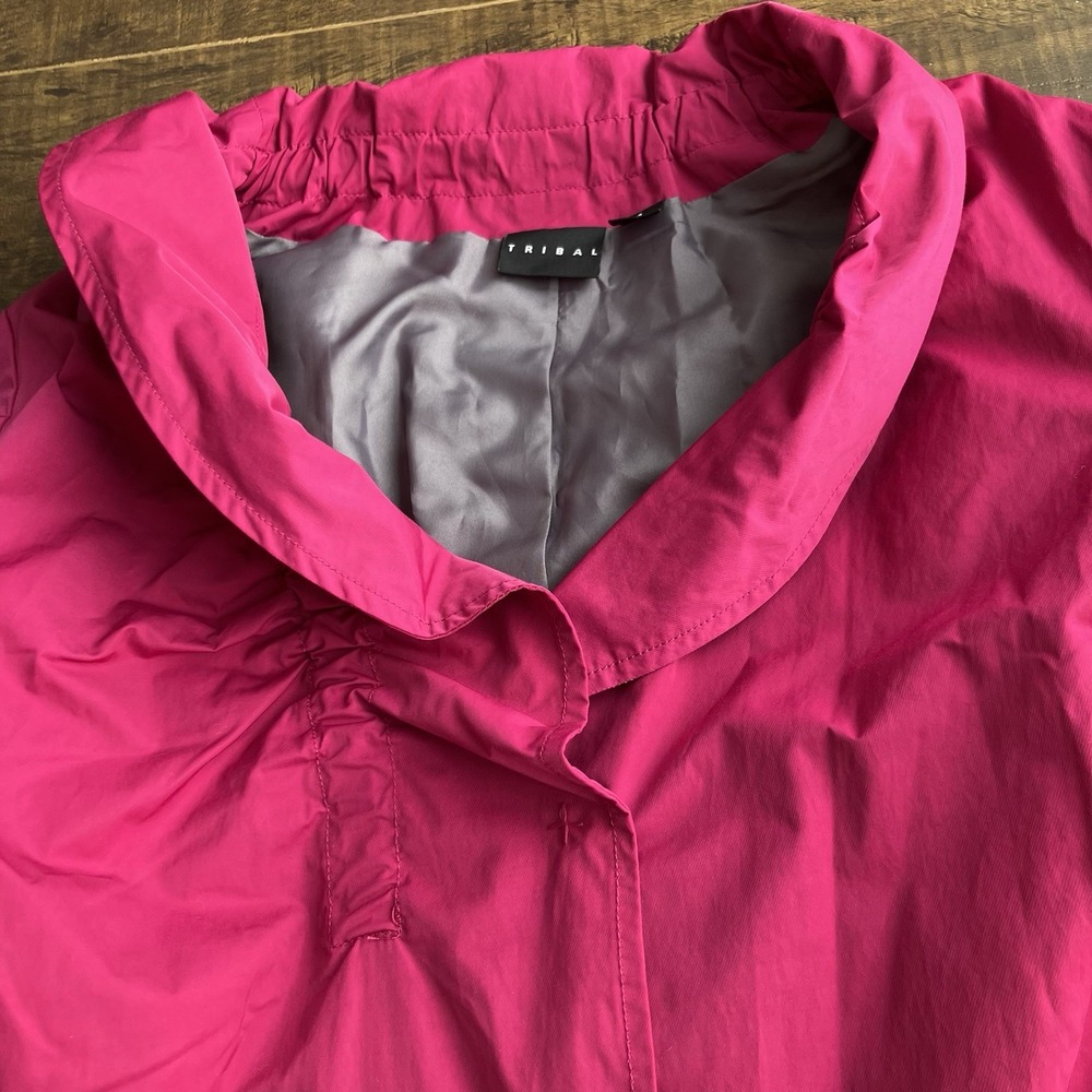 TRIBAL Womens Jacket Coat Size 4 Pink Stand Collar Lined Front Pockets - Picture 3 of 10